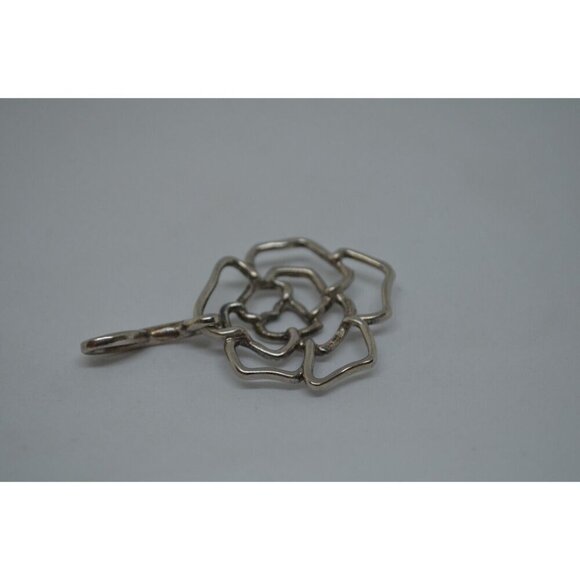 Sterling Silver Pendant & Ring Set Rose Outline w Heart Center NF Thailand 925 - Picture 4 of 11